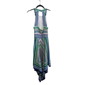 Eliza J Vibrant Boho Geometric Halter Maxi Dress Resort Vacation Festival Size 8